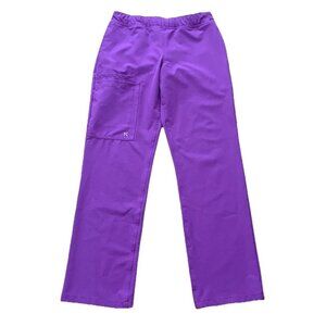 Kalea Scrub Pants Womens XS Purple Polyester Stretch Elastic Waist Straight Leg